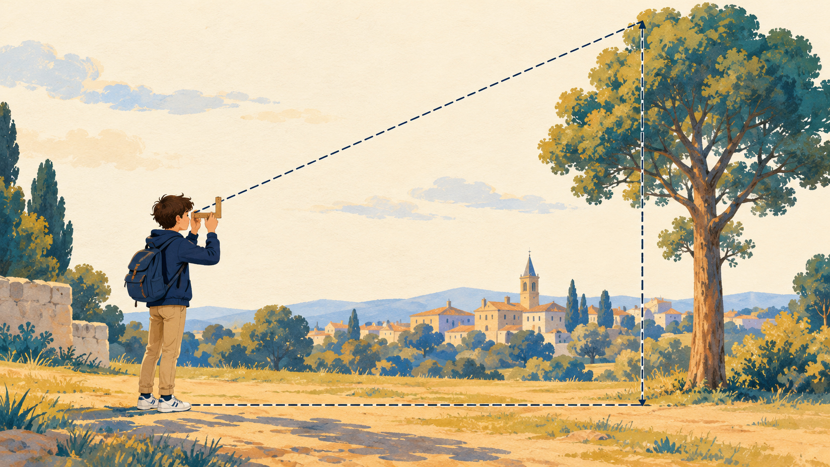 Illustration : Trigonométrie : scène illustrée du chapitre