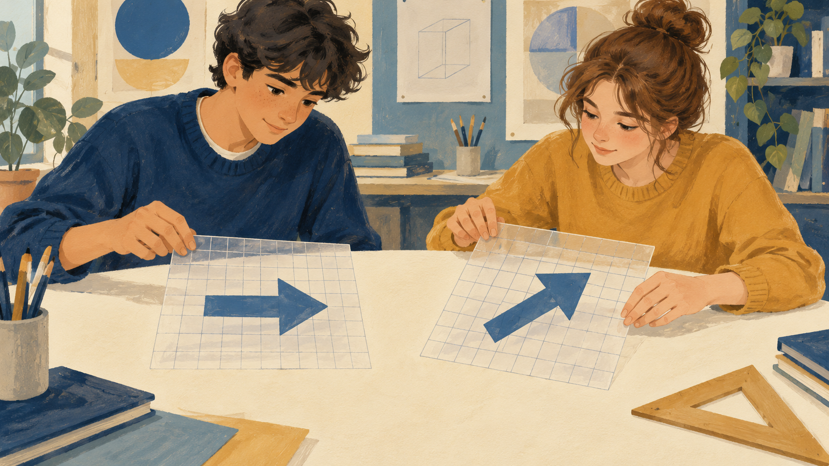 Illustration : Matrices et systèmes linéaires : scène illustrée du chapitre