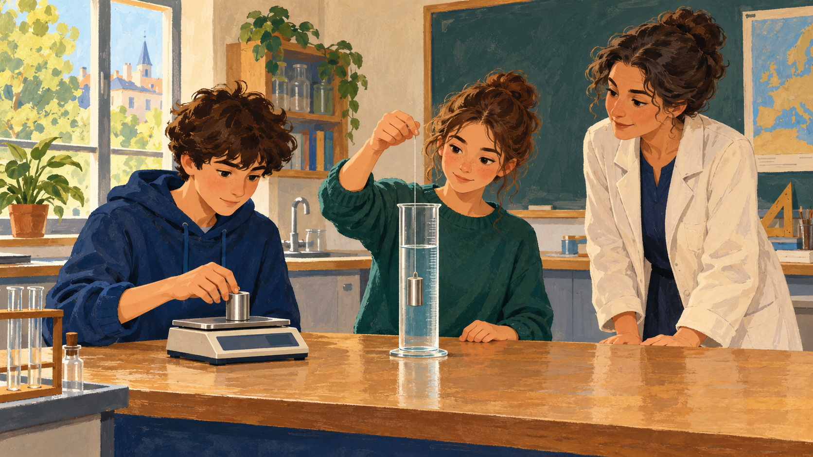 Illustration : Mesurer la masse d’un solide puis le volume d’eau qu’il déplace