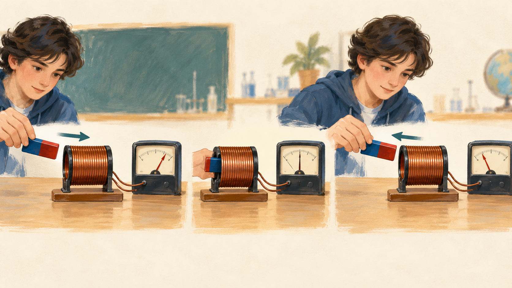 Illustration : Observer une bobine et un aimant dans une expérience d’induction