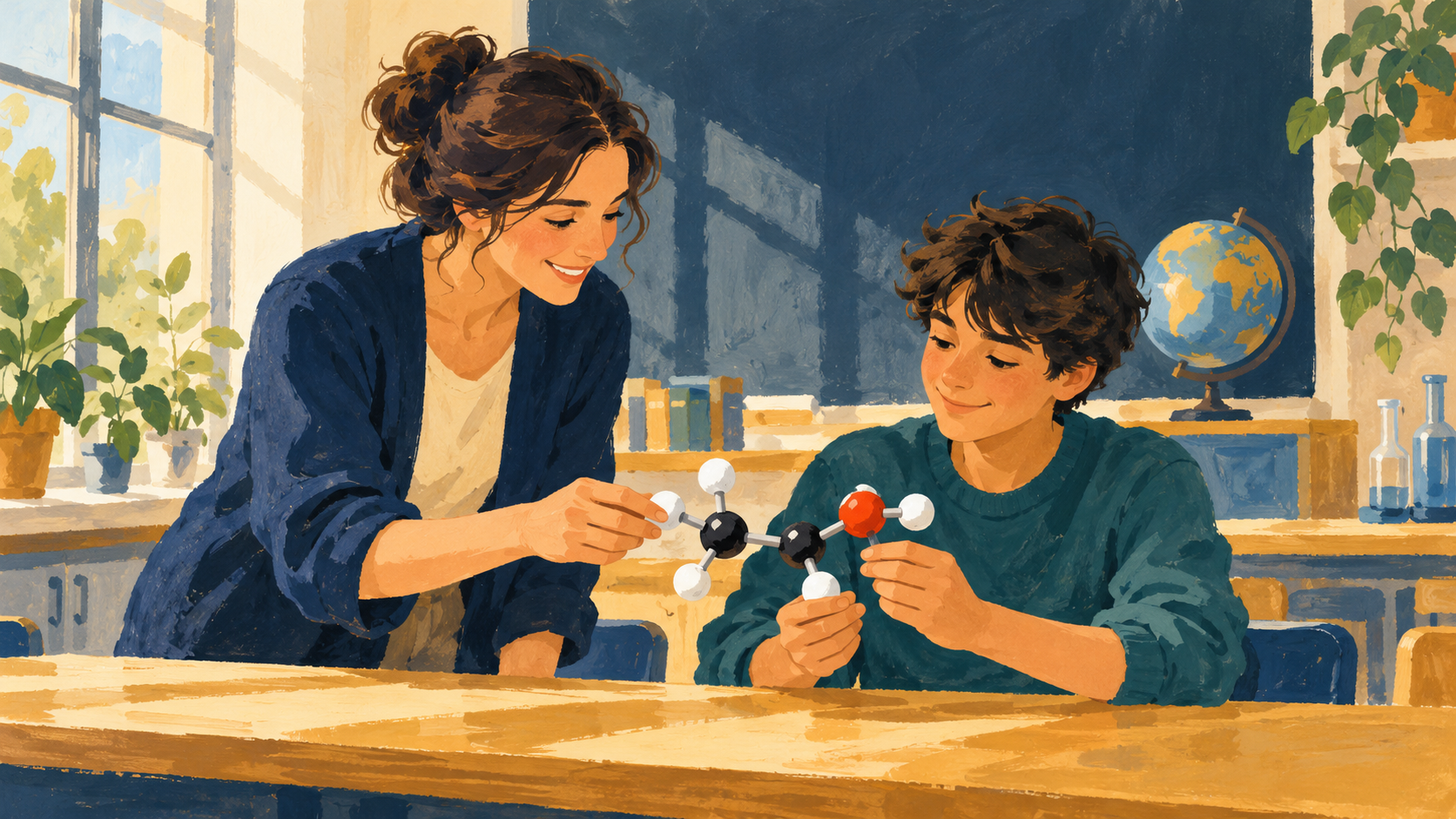 Illustration : Observer un modèle moléculaire simple en classe