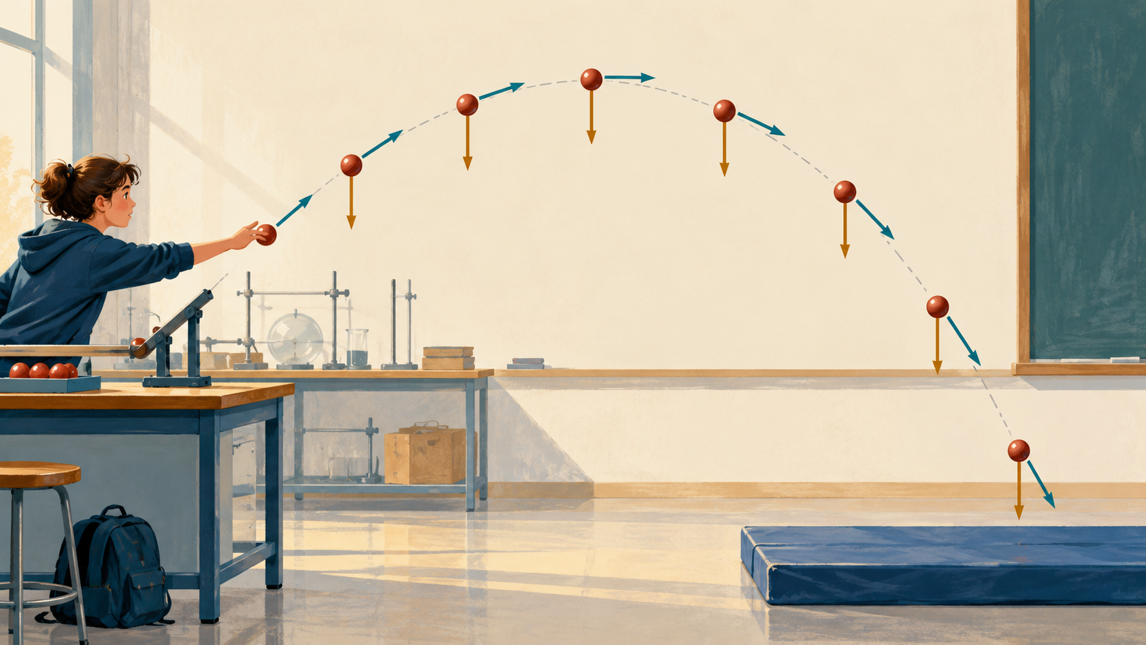 Illustration : Repérer des positions successives d’un projectile en vol